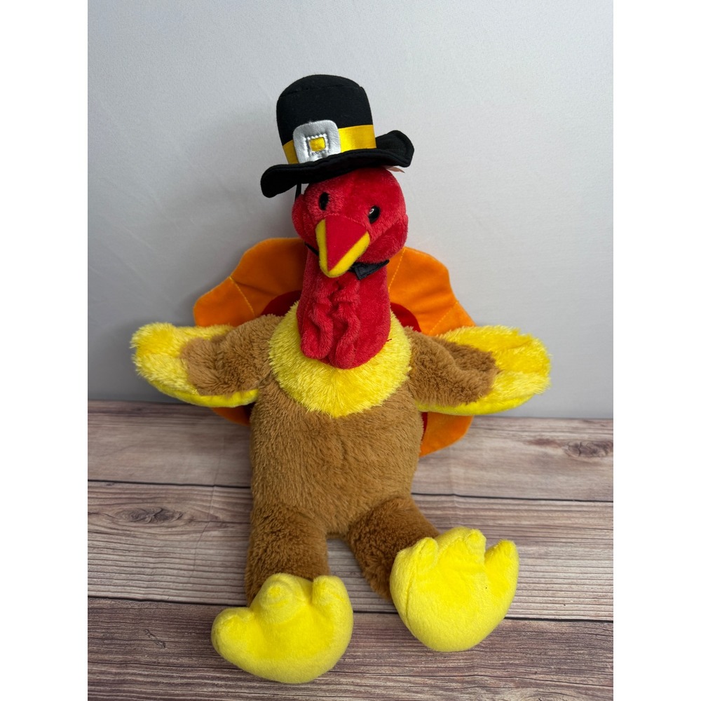 Build-A-Bear Thanksgiving Turkey Plush Pilgrim Hat Stuffed Animal 15 inch